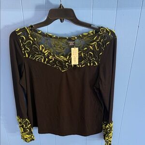 Tribal Black Top with Yellow Accents